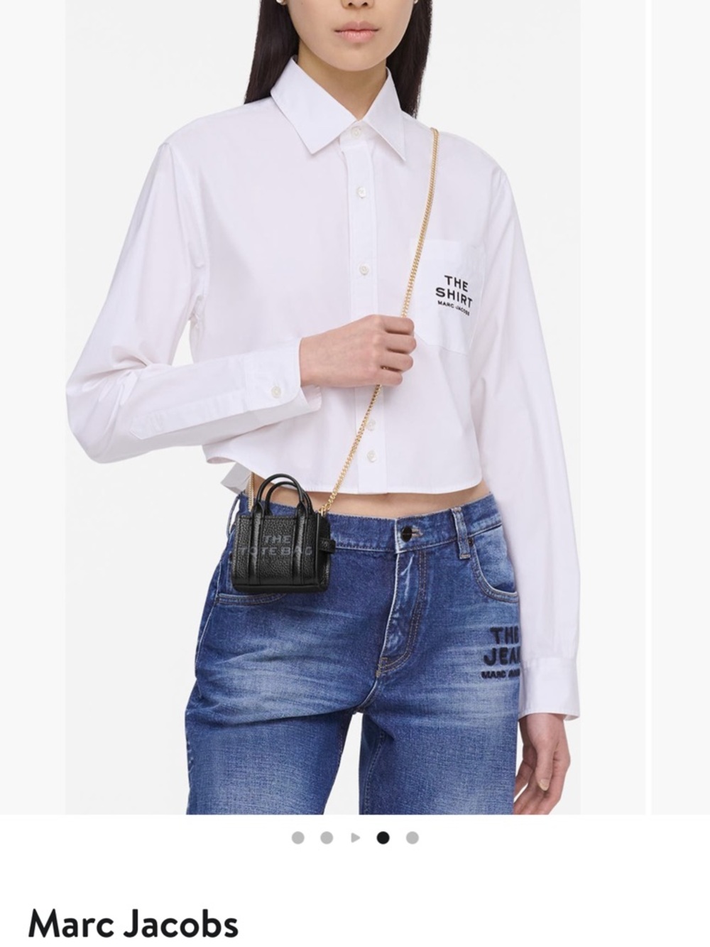 Marc Jacobs Mini Nano Charm Tote in Black with Gold Chain